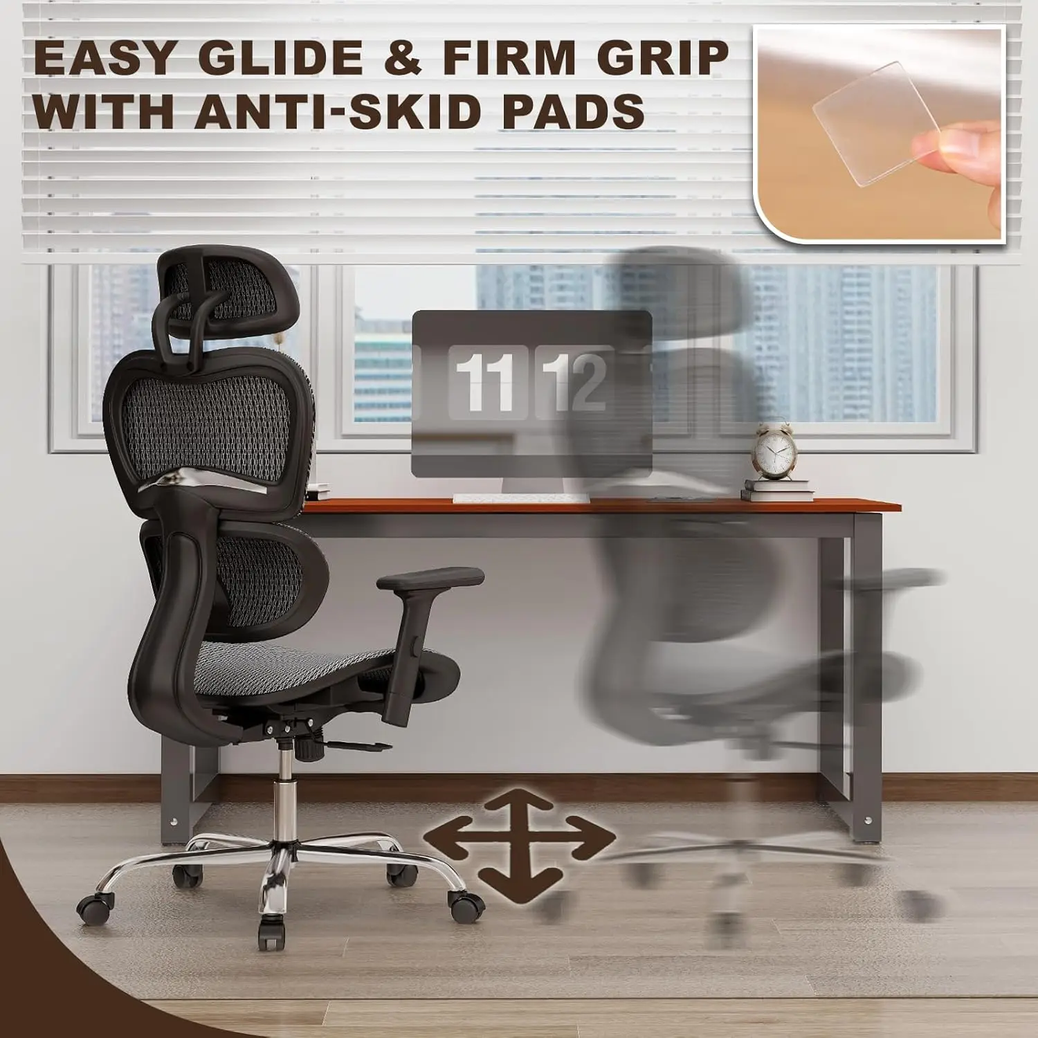 

Clear Office Chair Mat, 59""X75"" No Slip Vinyl Desk Chair Mat For Hard Floors, 2Mm Thick Heavy-Duty Computer Floor Mat,