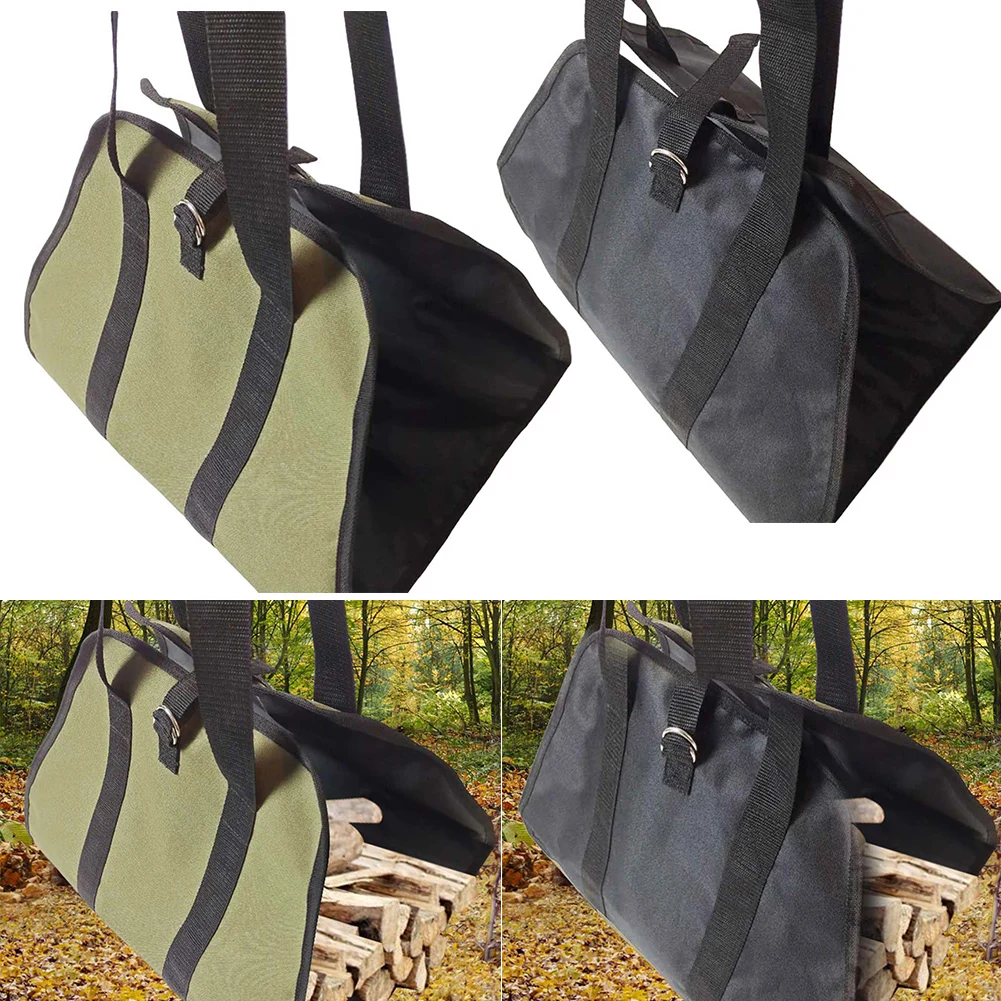 

Heavy Duty Waxed Canvas Firewood Carrier 101x47cm with Reinforced Handles and Secure Metal Loop for Easy Log Transport