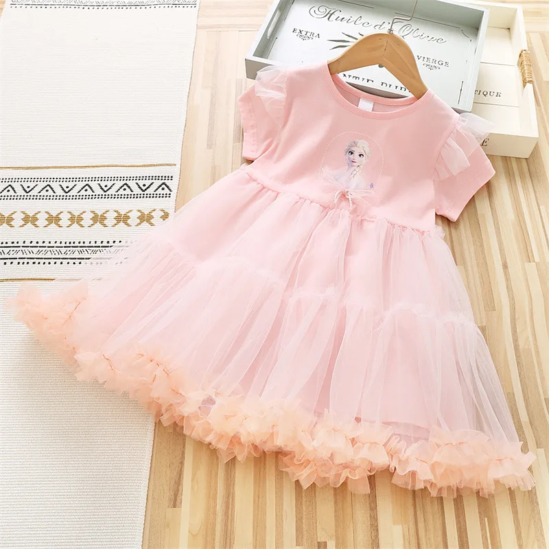 Mädchen Kleidung neue Sommer Prinzessin Kleider Kurzarm Kinder Kleid gefroren Elsa Party Baby Kleider für Kinder Kleidung 2-8y