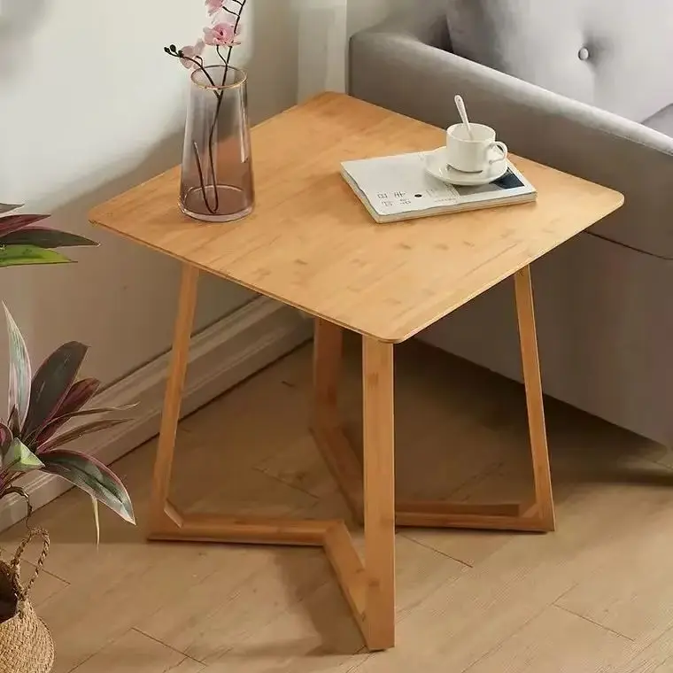 Mesa de centro creativa de bambú alpino sólido, mesa de té sencilla y moderna, mesa baja lateral para sofá, muebles de esquina para sala de estar