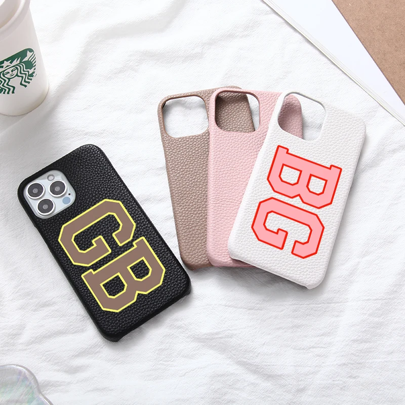 Кожаный чехол для телефона с инициалами и буквами, персонализированный под заказ, для iphone 13 12 11 Pro Max X XS XR 7 8 Plus, роскошный чехол