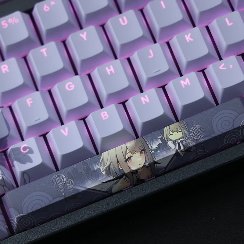 Imagem -02 - Teclas Conjunto Anime Personalizado Bonito Sexy Menina Pbt Backlit Keycap para Teclado Mecânico mx Cereja Diy 108