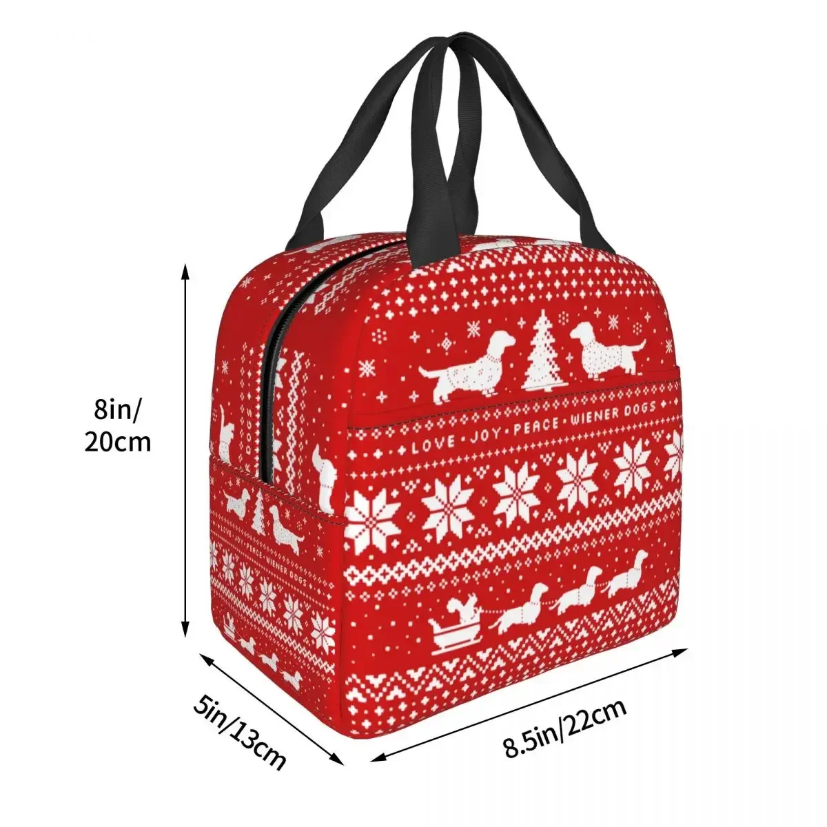 Dachshunds-Camisola do Natal Isolados Lunch Bags, Leakproof Lunch Container, Cooler Bag, Escola, Outdoor Food Bolsas