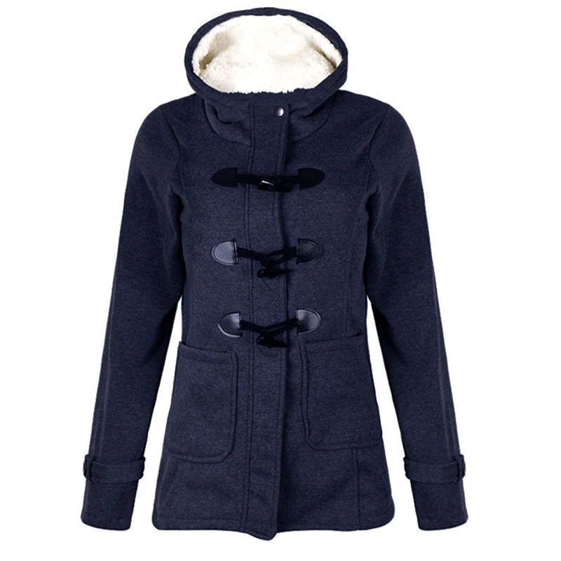 Women Outwear Winter Coat Windproof Long Sleeve Warm Hooded Coat for Study Work Daily Wear Jacket