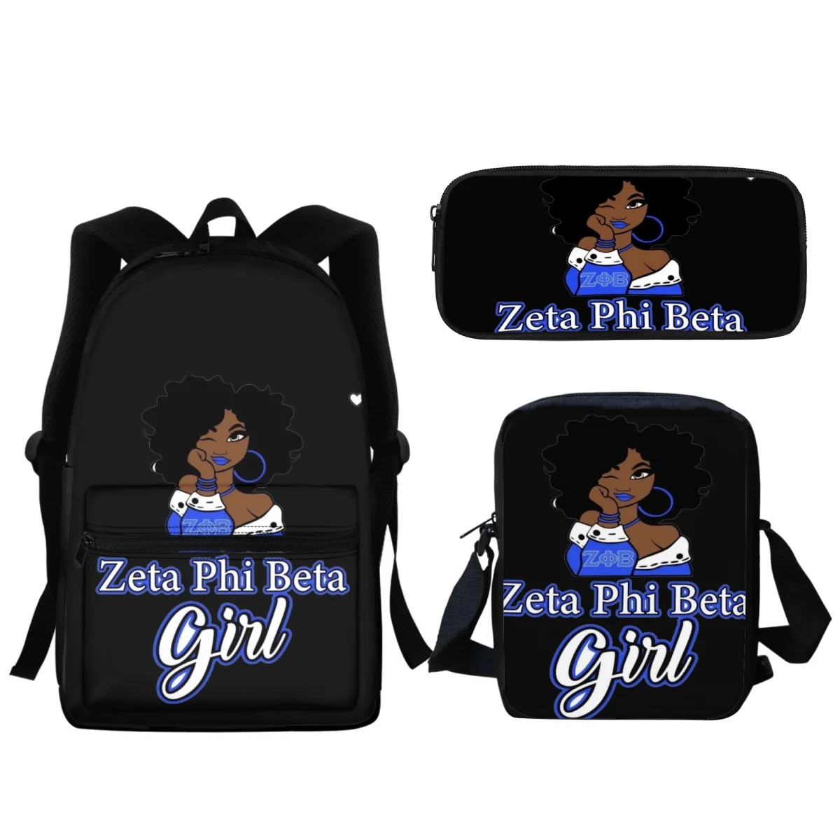 3PC/Set Kids Backpack Zeta Phi Beta Girls Pattern Students School Bags For Boys Kids Bookbags Learning Tools Mochila Escolar