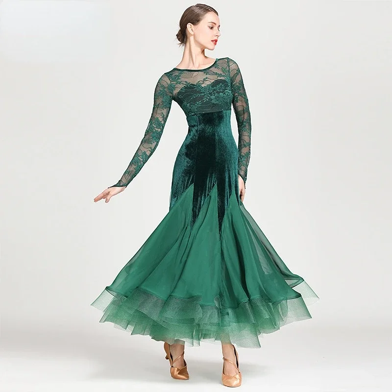 

Big Swing Ballroom Dancing Foxtrot Dance Dress Female Waltz Tango Competition Dress Modern Dance Wear Chacha Performance Dress