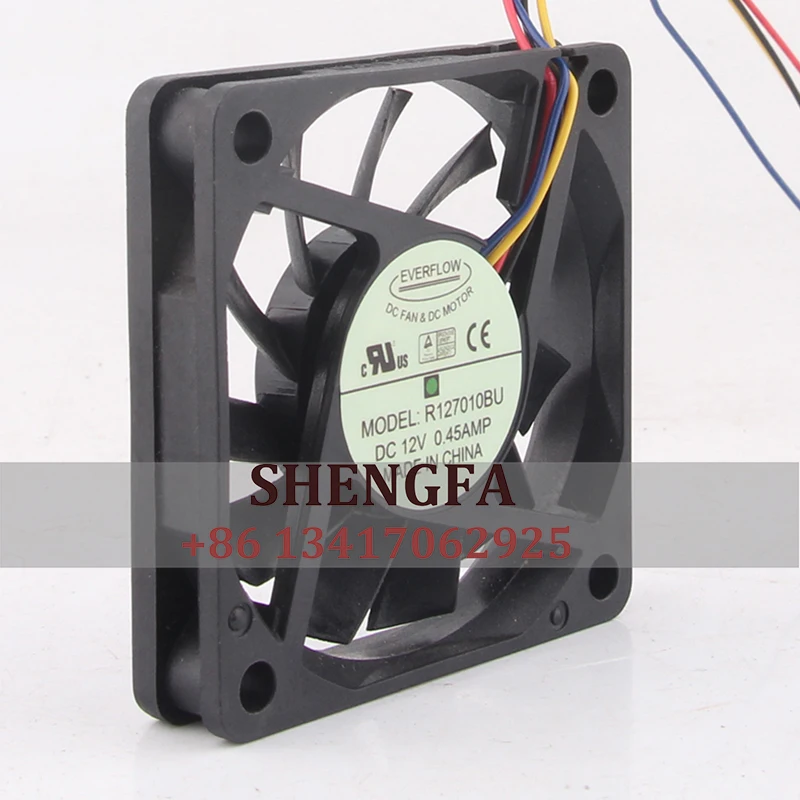 EVERFLOW Case Fan R127010BU 70*70*10MM 12V 0.45A 7010 4-wire PWM Ultra-thin Silent Cooling Fan