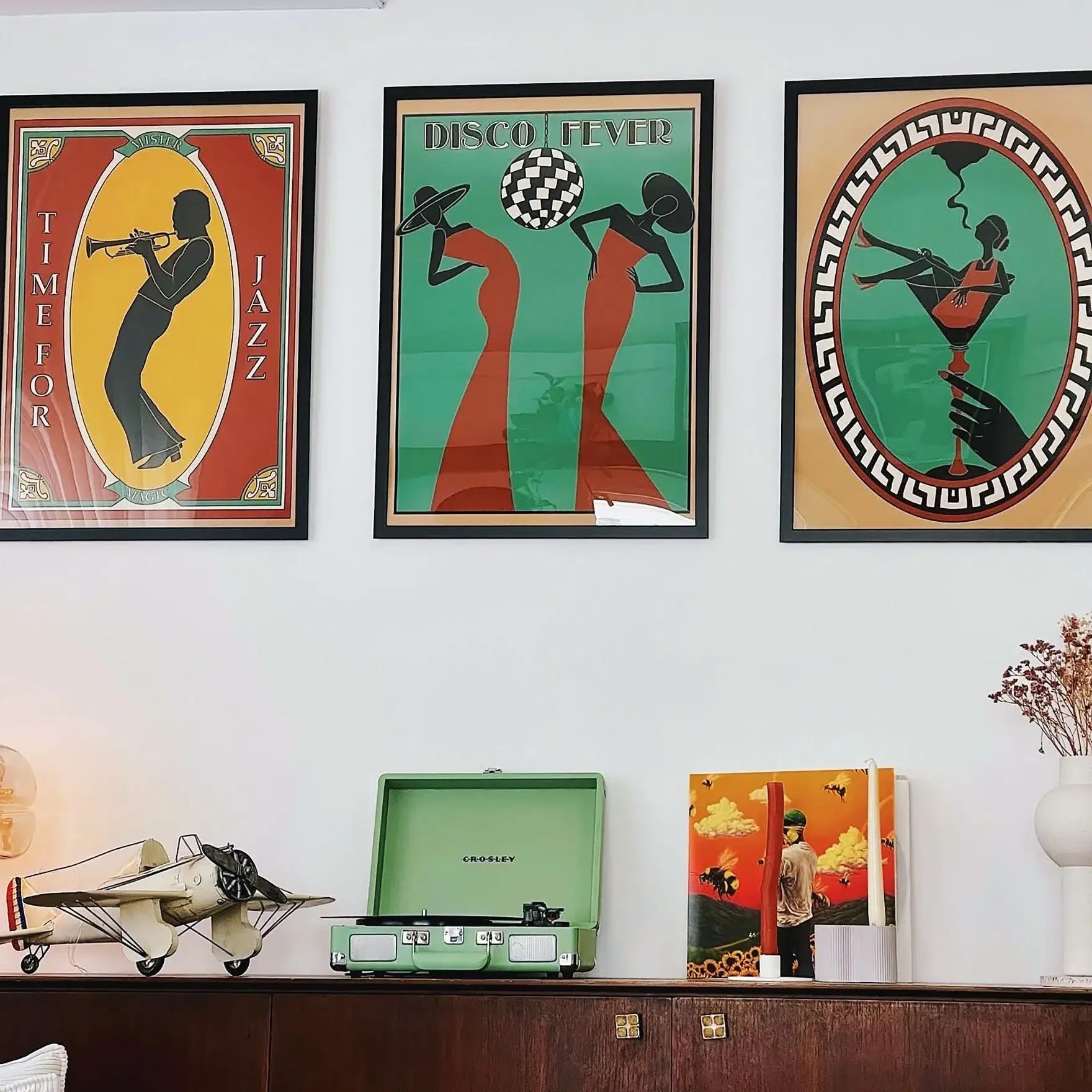 Retro Music Jazz Poster Vintage Piano Disco Ball Vinyl Record Canvas Painting Print 70s Wall Art Picture Room Home Decor Gift