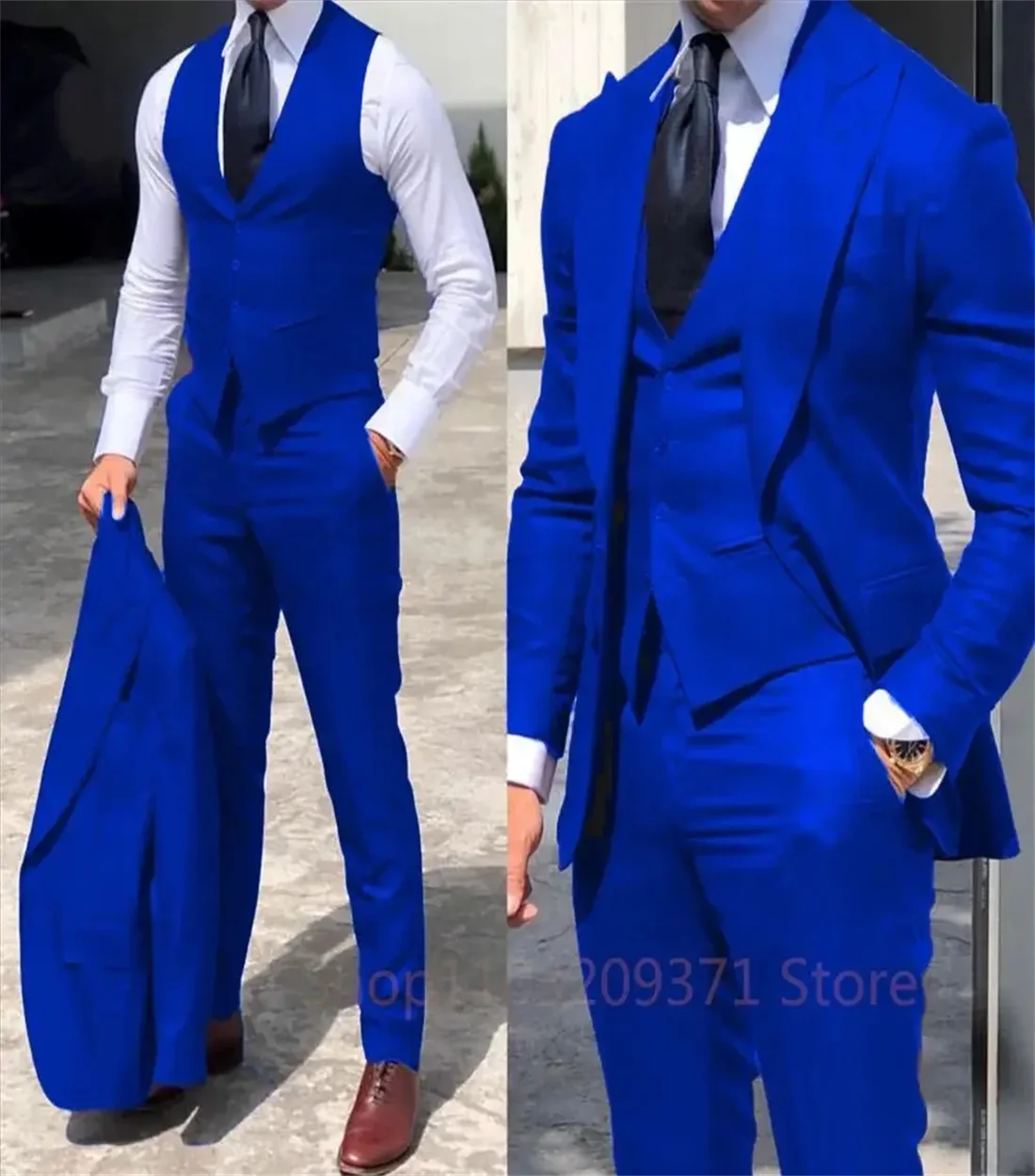 3 Stuks Paarse Set Mannen Zakelijke Pakken Bruidegom Groomsman Huwelijksfeest Formele Gelegenheden Smoking Jas Vest Broek