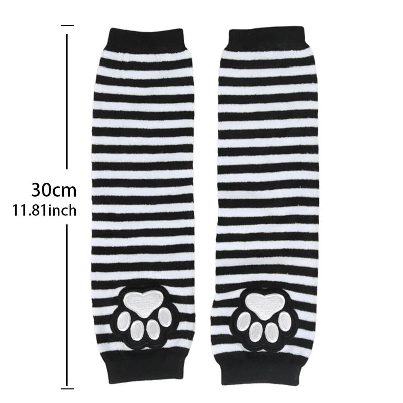 Women Knitted Kawaii Gothic Lolita Glove Arm Cover Harajuku Arm Warmers Cat's Paw Fingerless Punk Long Wristband Y2K Girl Gloves