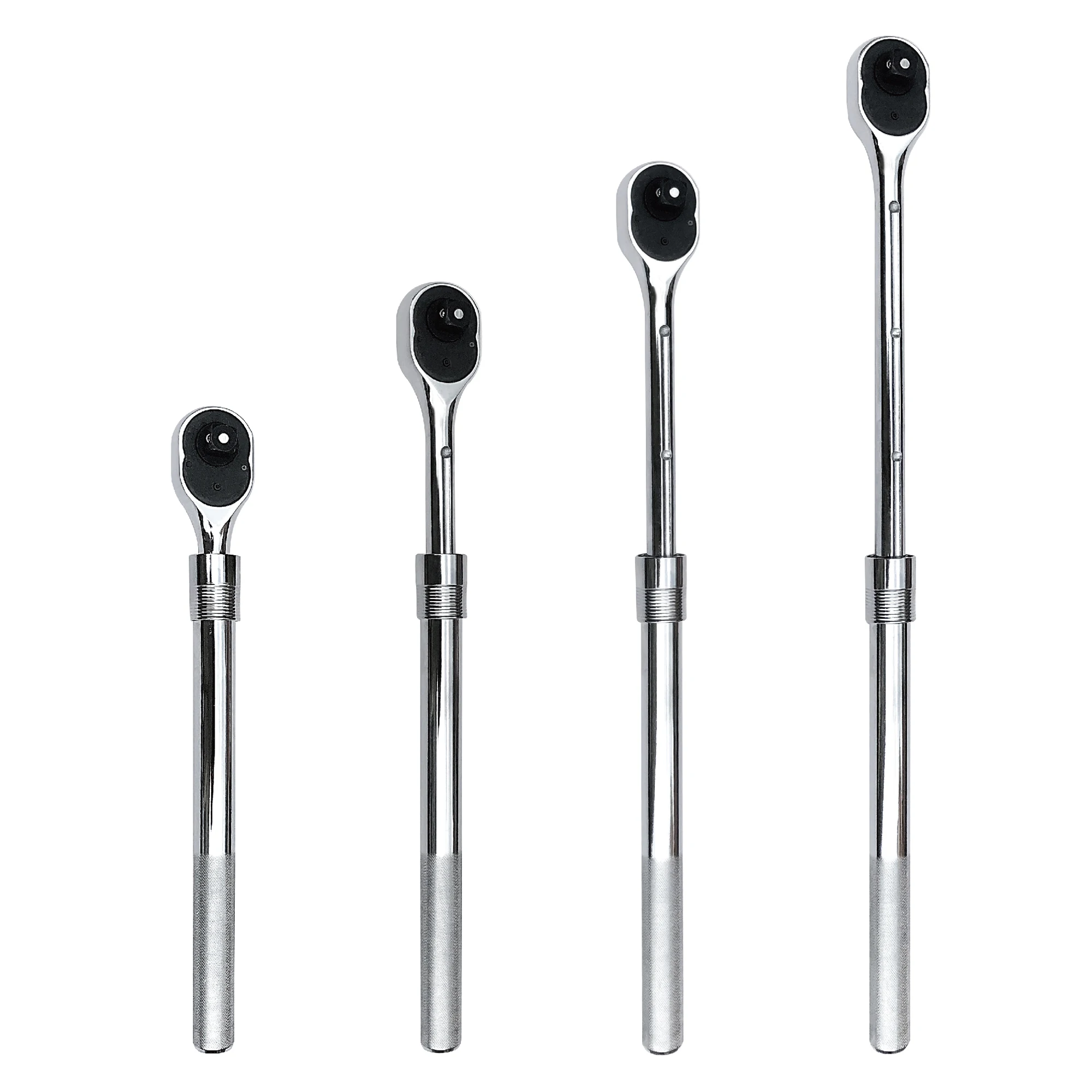 3/4" Drive Extendable Ratchet Handle, Extends 19.5in to 30.5in, Quick Release, 24-Tooth, with 8-Inch Extension Bar