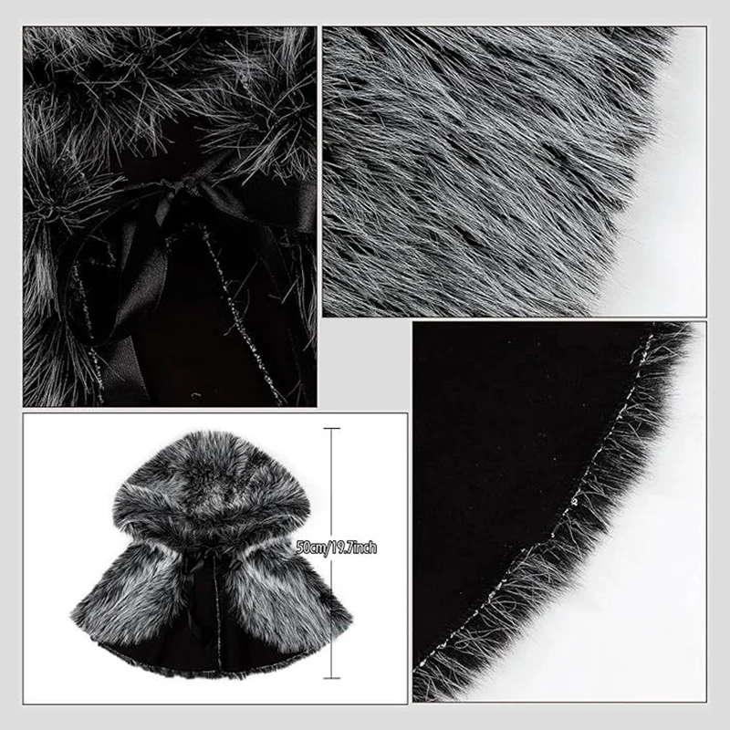 Gothic King Warrior Hat Cloak Medieval Viking Faux Fur Shawl Medieval Warrior Faux Fur Hooded Cloak Halloween Cosplay Costume