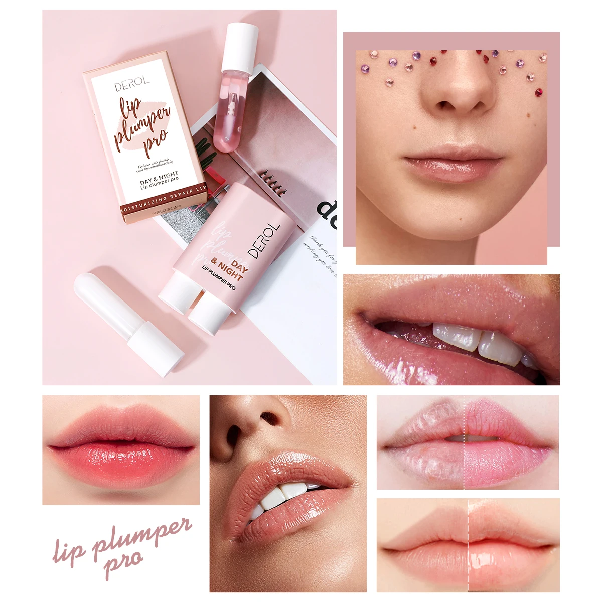 Derol dia noite hidratante lábio plumping batom primer hidratante aquoso brilhante brilho labial espelho geléia longa duração mancha labial