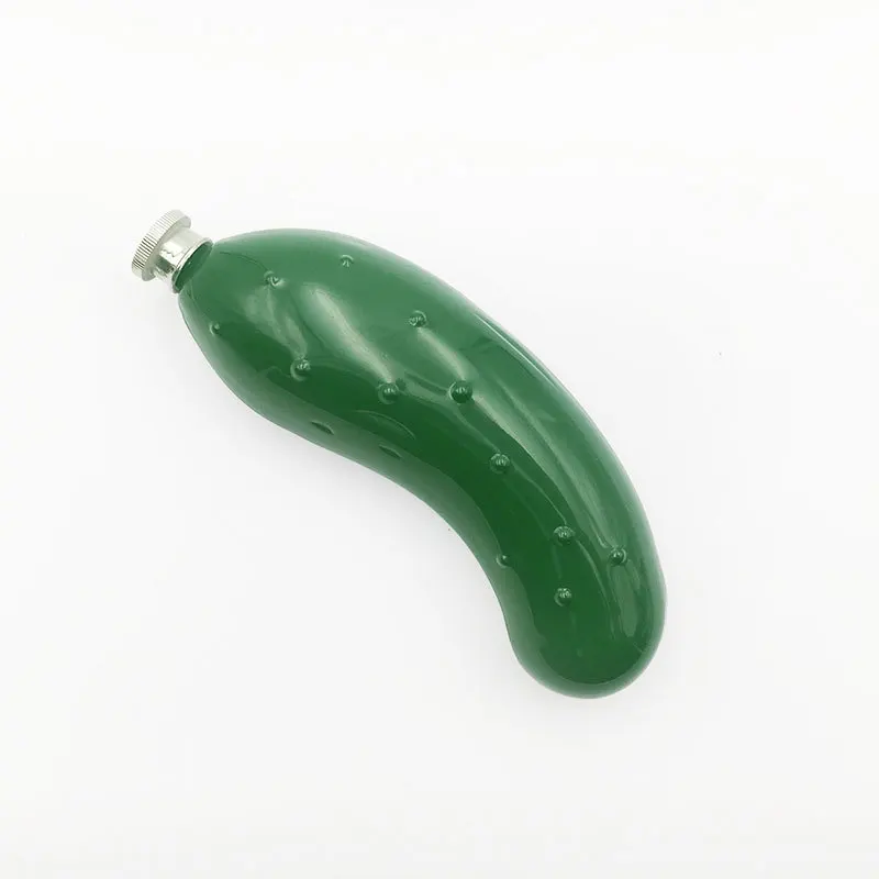 5 Oz Stainless Steel Hip Flask Creative Portable Cucumber Shape Yellow Liquor Whiskey Alcohol Pocket Bottle Bridesmaid Gift