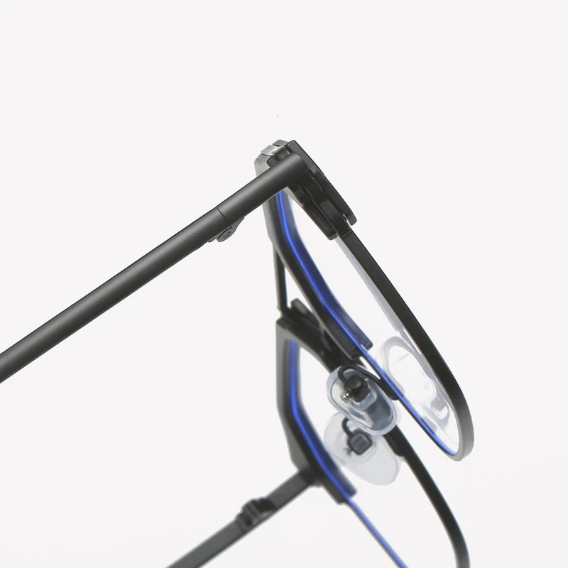 Occhiali da uomo senza prescrizione anti-luce blu a doppio ponte in metallo, stile retrò, occhiali che cambiano le sopracciglia, con protezione UV