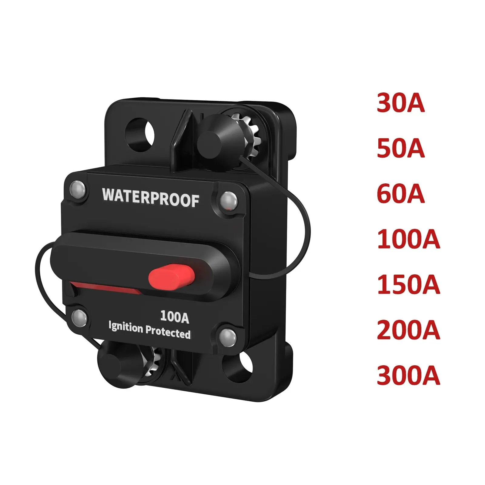 30A-300A Circuit Breaker 12V - 48V DC 12 Volt Circuit Breaker Inline with Manual Reset Waterproof for Marine Boat Trolling Car