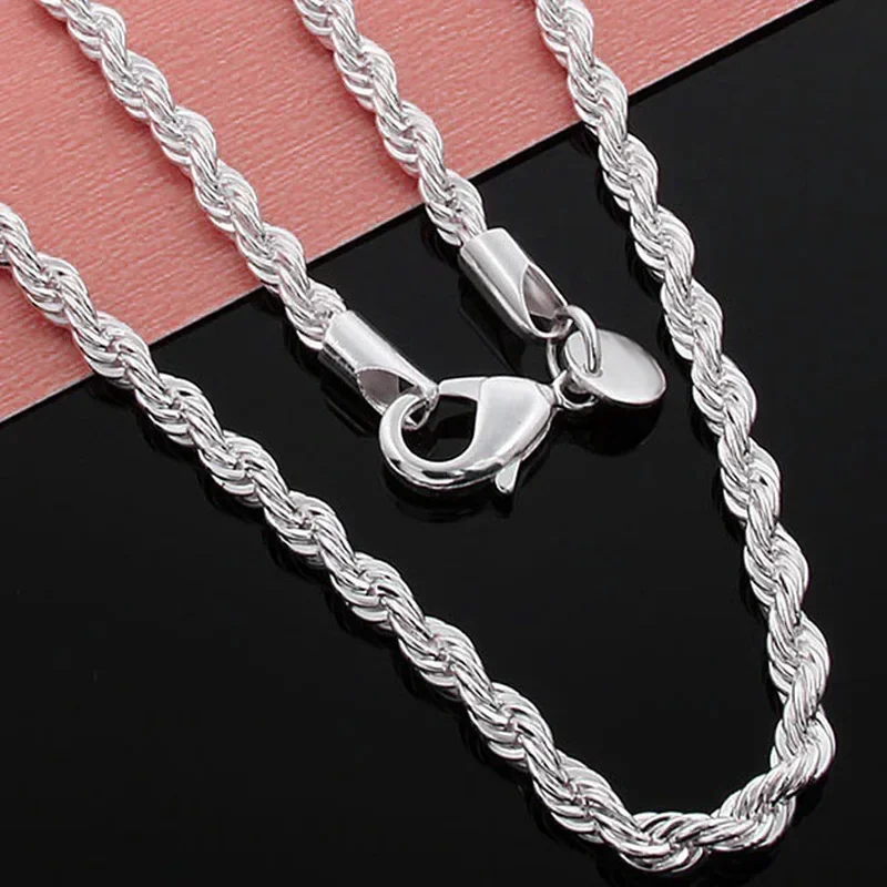 Cadena de plata de ley 925 para hombre y mujer, Collar de plata de ley, cadena de serpiente de alta calidad