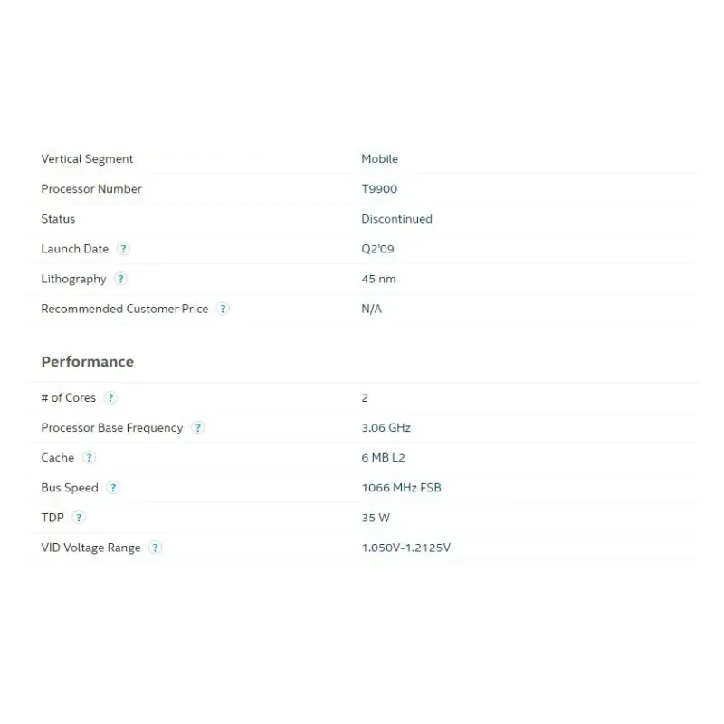 Оригинальный процессор ln-tel Core 2 Duo T9900 (6M кэш, 3,06 ГГц, 1066 МГц FSB, двухъядерный), процессор для ноутбука