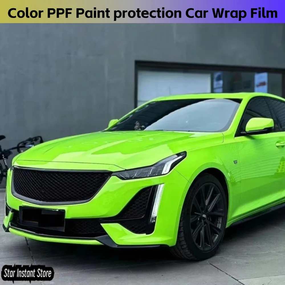 

Color TPU PPF Gloss Apple Green Vinyl Car Wrap Premium High Good Quality Film Paint protection Film Anti Scratch 7.5mil
