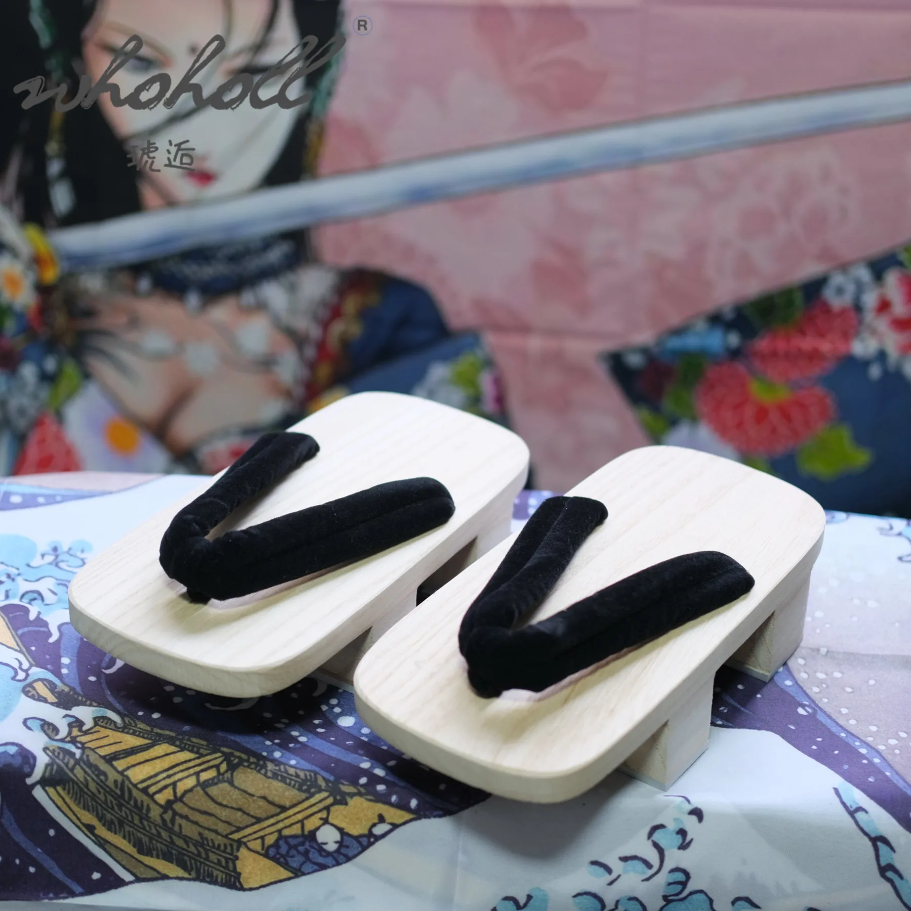 Homem Mulheres Chinelos Sapatos de Madeira Geta Japonês Anime Trajes Coplay Flip Flops Chinelos de Desenhos Animados Sandálias Tamancos De Madeira Sapatos