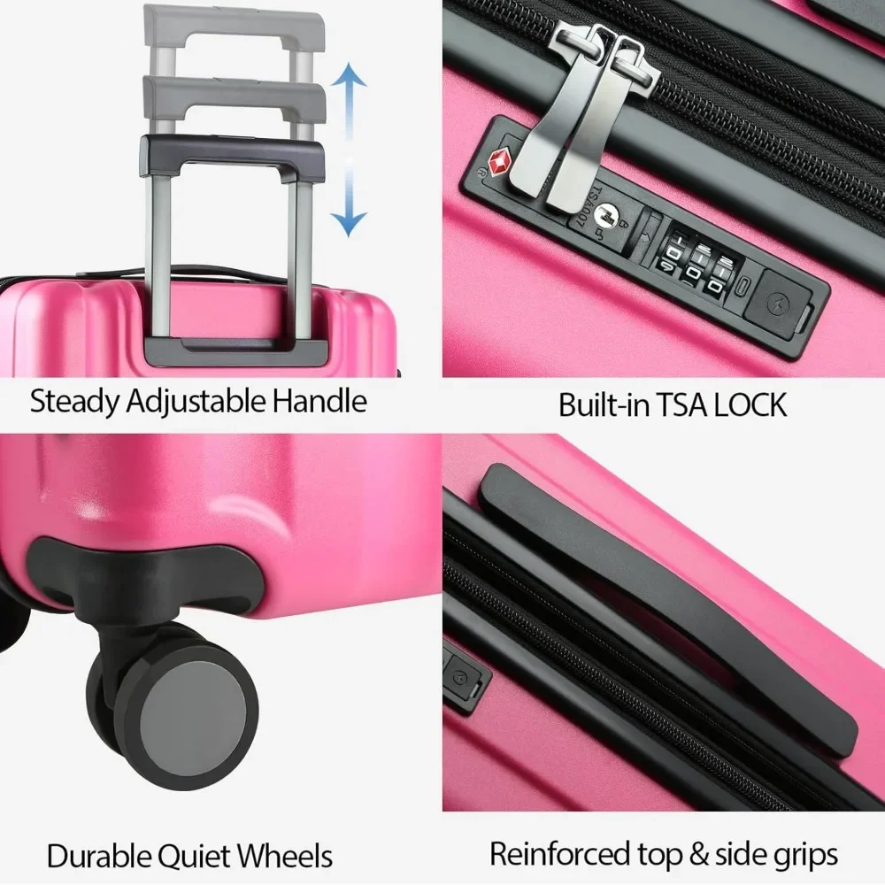 Expandable Hardside Spinner Luggage with TSA Lock, Durable Rolling Suitcase for Travel with USB Port, Long-lasting Carry-On Bag
