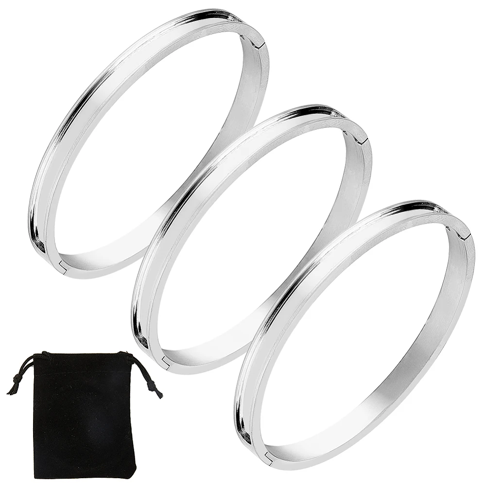 

1set 3pcs Egg Shaped 201 Stainless Steel Grooved Hinged Bangles Bangle Making color 1/4 inch(0.6cm) : 2x2-3/8 inch(5.05x6cm)
