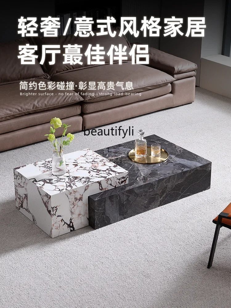 Italian Minimalist Sintered Stone Coffee Table Light Luxury Modern High-End Feel Living Room Home High-End Designer Rectangular