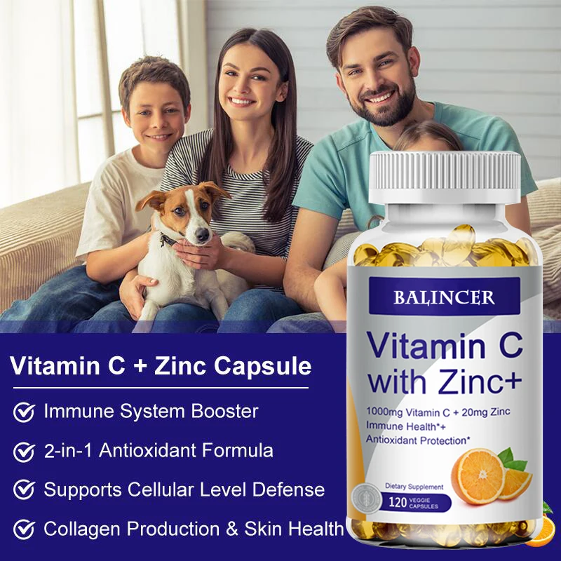 Vitamin C with Zinc, Bioavailable, Ascorbic Acid, Zinc Oxide, Non-GMO and Gluten-Free Supplement