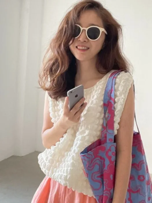 

Антивозрастной 3D-жилет с плиссировкой и эффектом пузырьков для женщин: новый летний дизайн, свободный универсальный топ, комфортный свитер средней длины стандартного кроя