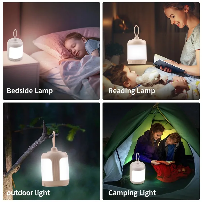 Touch Bedside Lamp Outdoor Waterproof Camping Lamp Rechargeable Dimmable Portable Night Light LED Multi-function Table Lamp