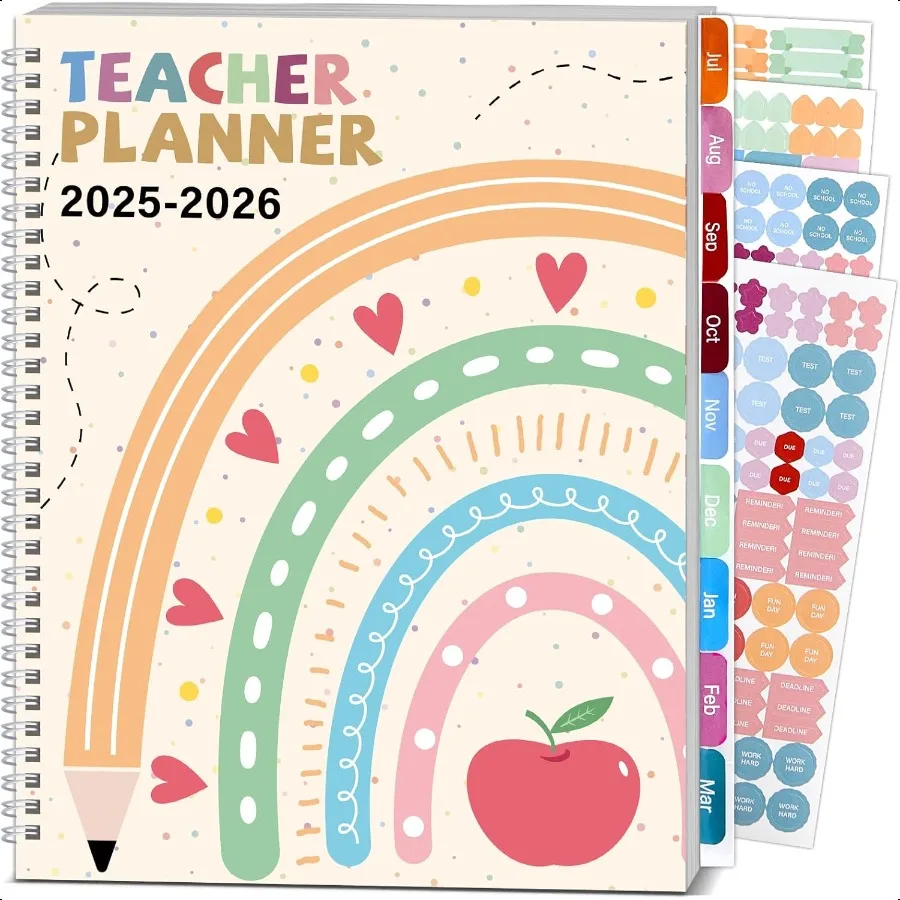 

Teacher 20252026 With Stickers 10 Sections Lon Plan Book 8.5x 11 Academic Year Calendar Weekly Monthly Organizer Homeschool W