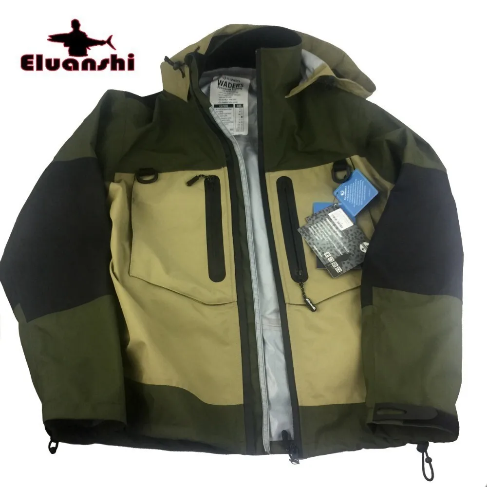 ELUANSHI Hunting Breathable Wader Fly Fishing Jacket Waterproof Wading Jacket Fishing Clothes Fishing Outerwear