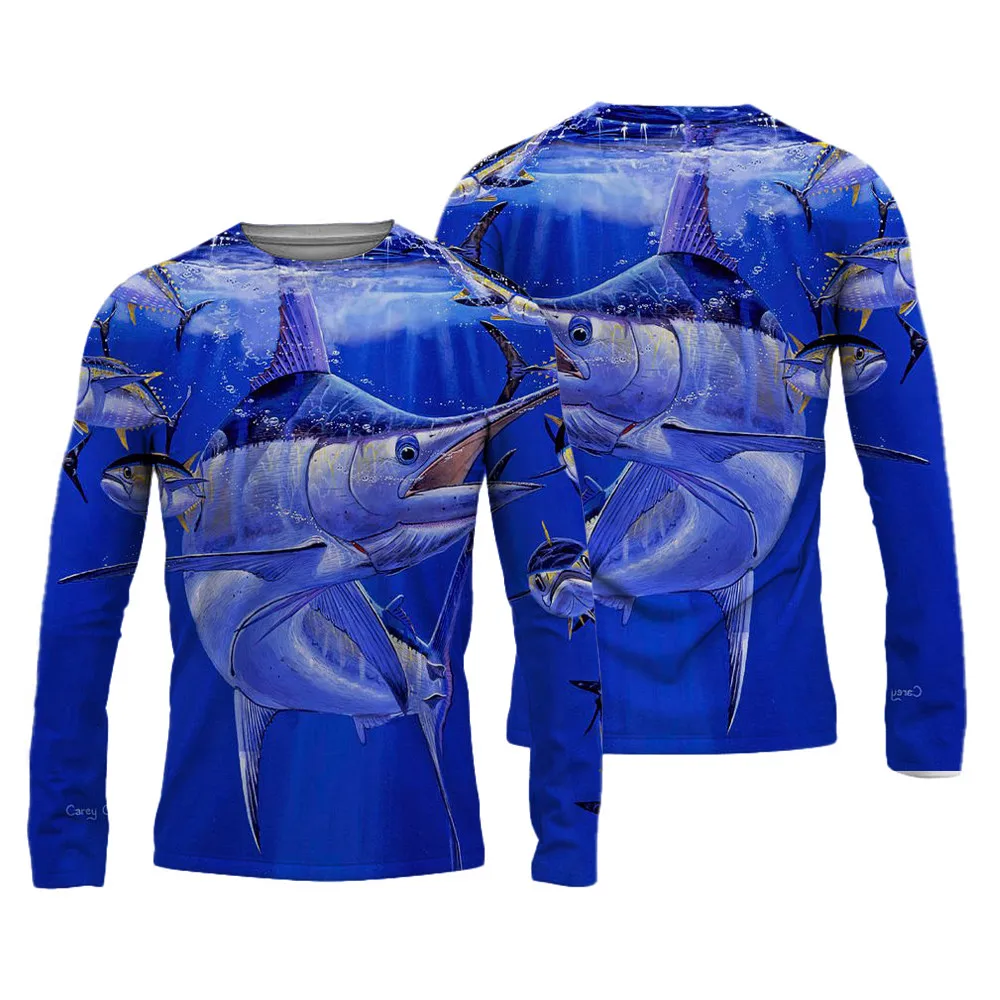 2024 3D Men\'s Fishing Shirts Pinting Fishing Apparel Breathable T-Shirt Long Sleeve Outdoor Sports Crewneck Fishing Shirt