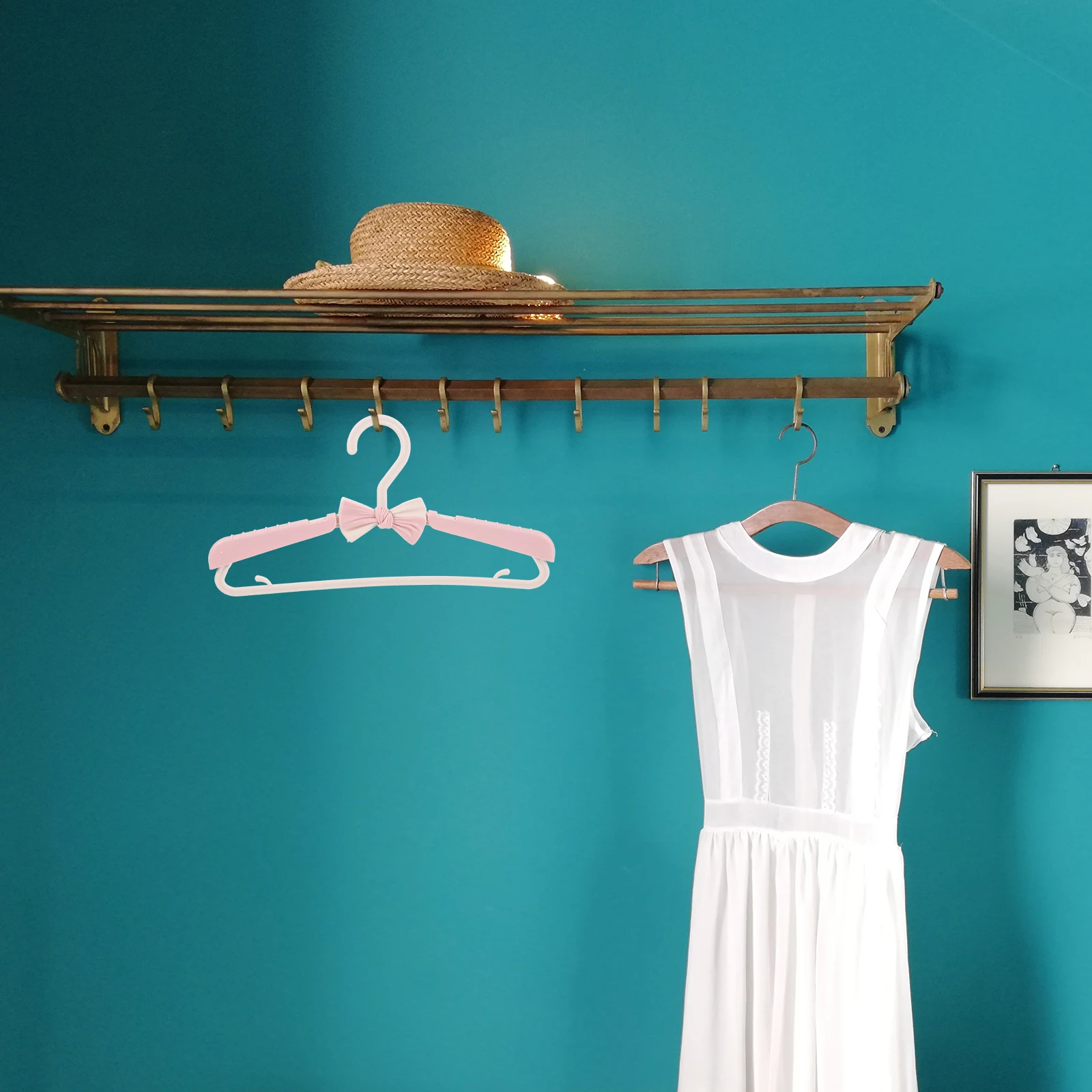 

5pcs Non-slip Baby Clothes Hangers Pink Plastic Kids Toddler Infant Hanger Wrinkle-free Storage