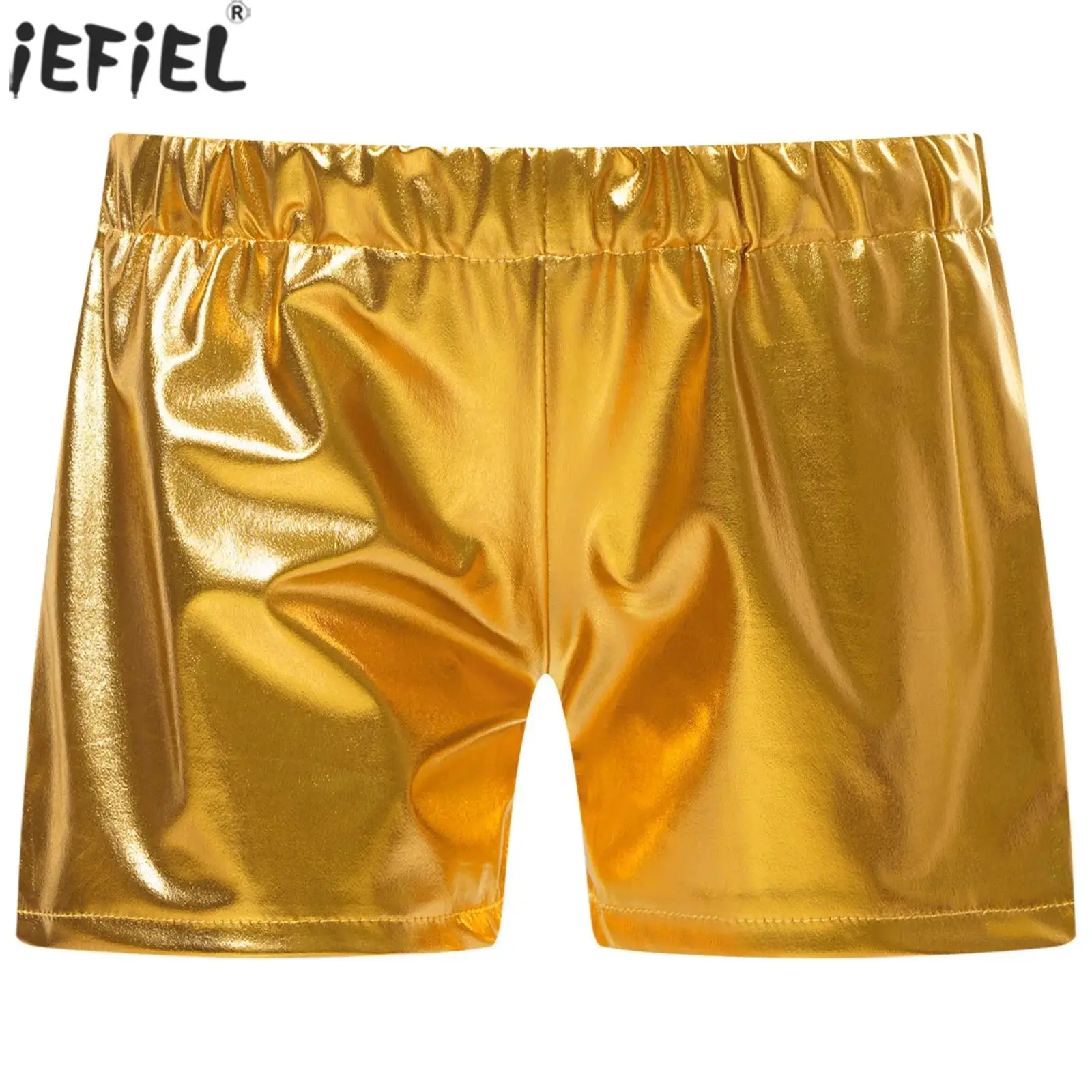Pantalones cortos de baile de Jazz metalizados para niños y niñas, pantalones cortos brillantes con cintura elástica, disfraz de actuación de animadoras para fiesta de Carnaval