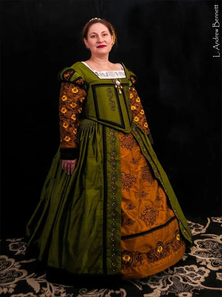 Vestido de Reina Ana Bolena del Renacimiento Italiano del Siglo XVI, Estilo Tudor, para Baile de Máscaras, Teatro, Corte Real, Noble