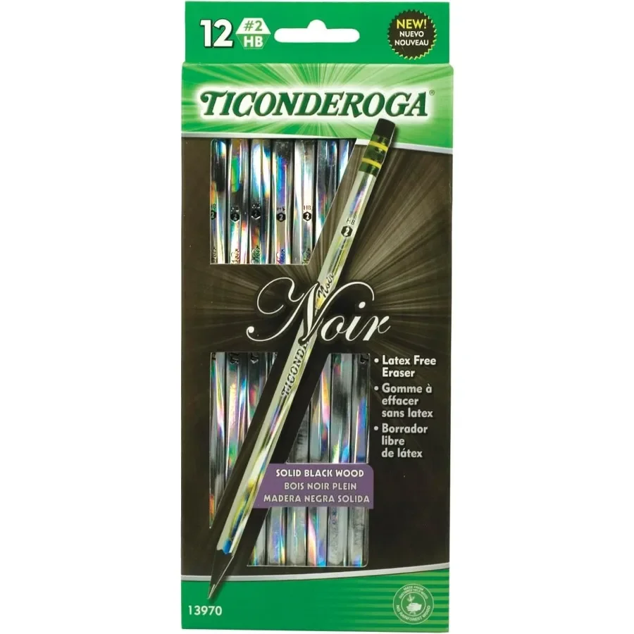 تصميم ثلاثي الأبعاد، علبة خشبية سوداء # 2 قلم رصاص، عدد 12