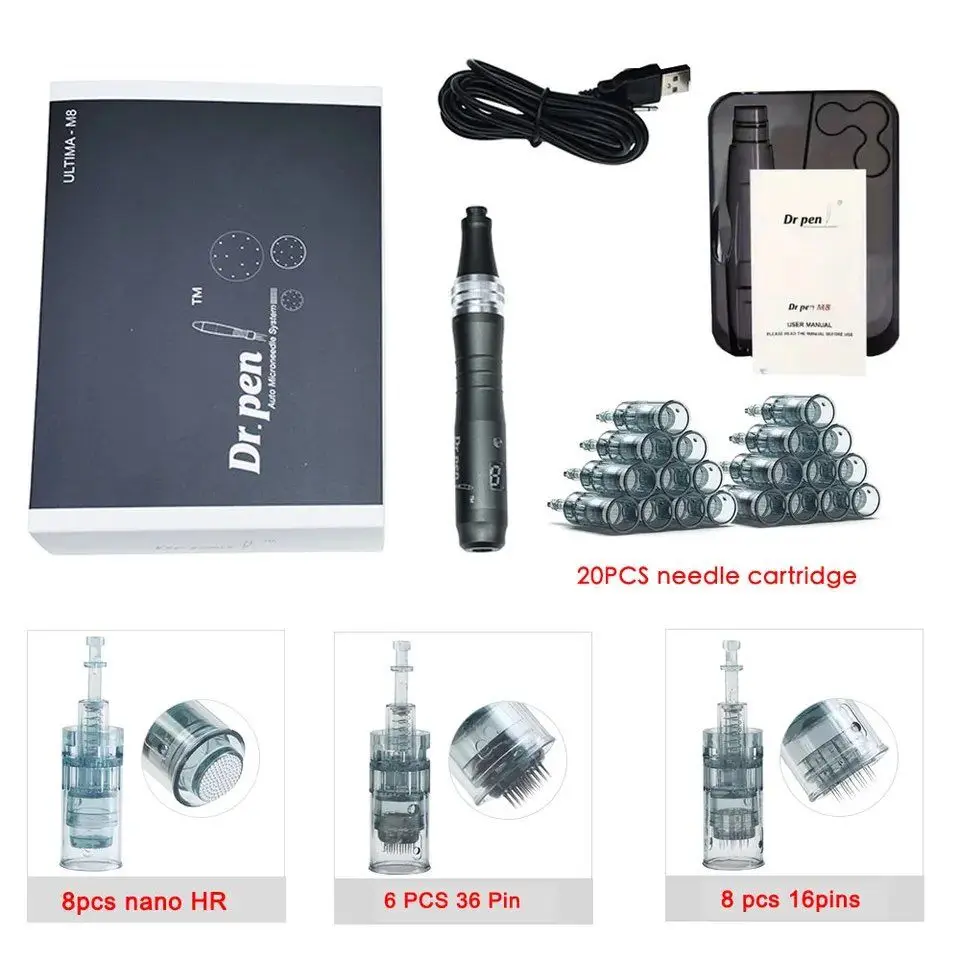 Dr pen-Kit de cuidado de la piel Ultima M8, dispositivo con cartucho de 22 piezas, Derma inalámbrico, microagujas, tratamiento profesional, máquina