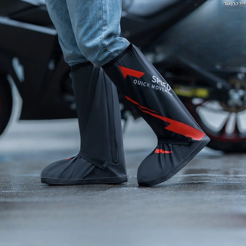 Waterproof Rain Boots with Thickened Cover Waterproof Dustproof, High Top Wear-resistant Motorcycle Anti-skid Riding PVC Adult