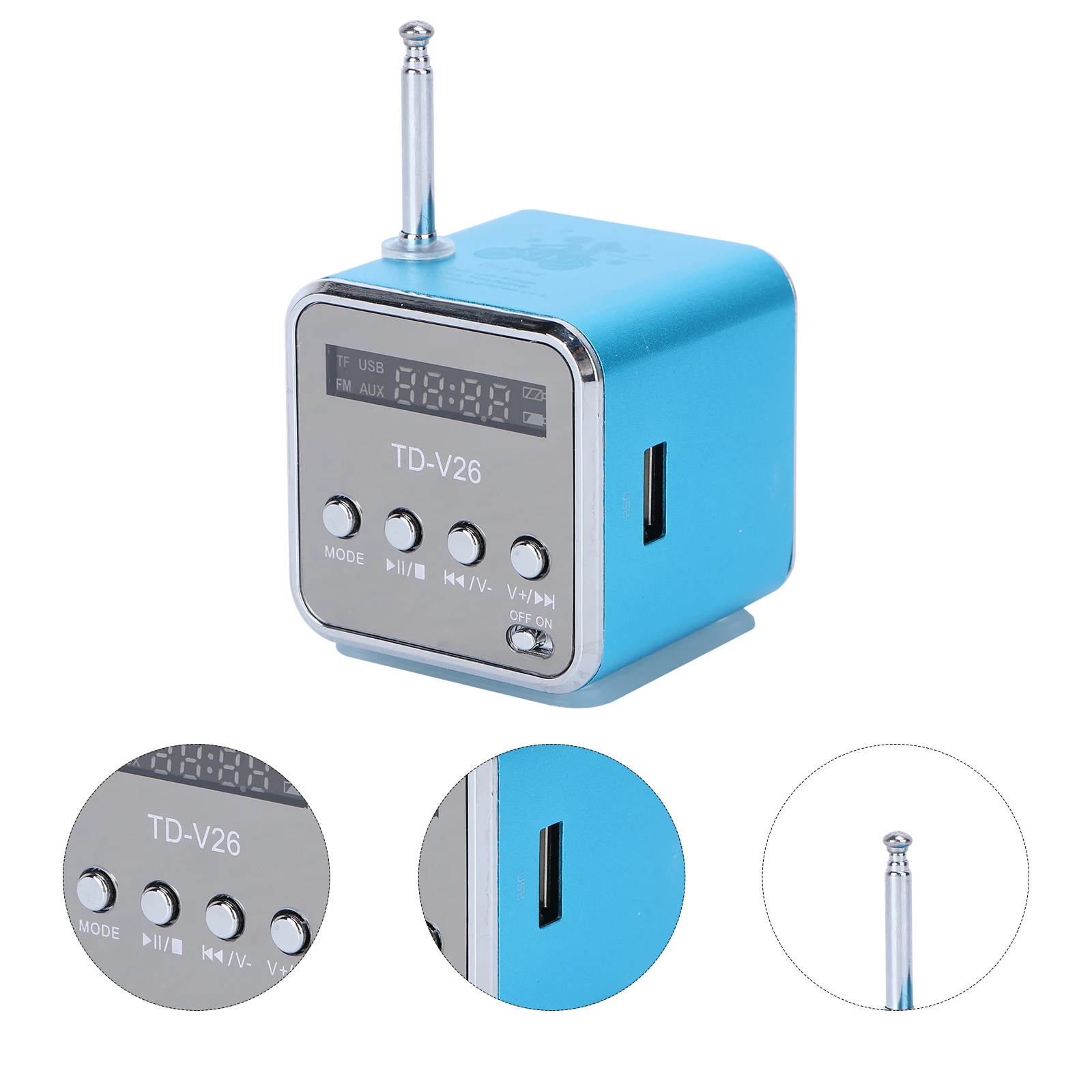 

Portable Digital Mini Speaker Blue Mp3 Mp4 Player Micro USB Disk Fm Radio Multi LED Light Digital Speaker Amplifier