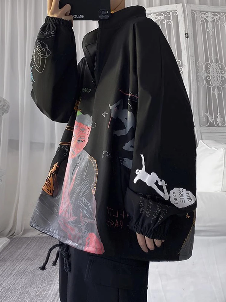 

Hip Hop Sle Men's Jaet Zipper Design Spring Autumn Faionable Youth Workwear Casual Loose Fit Garment