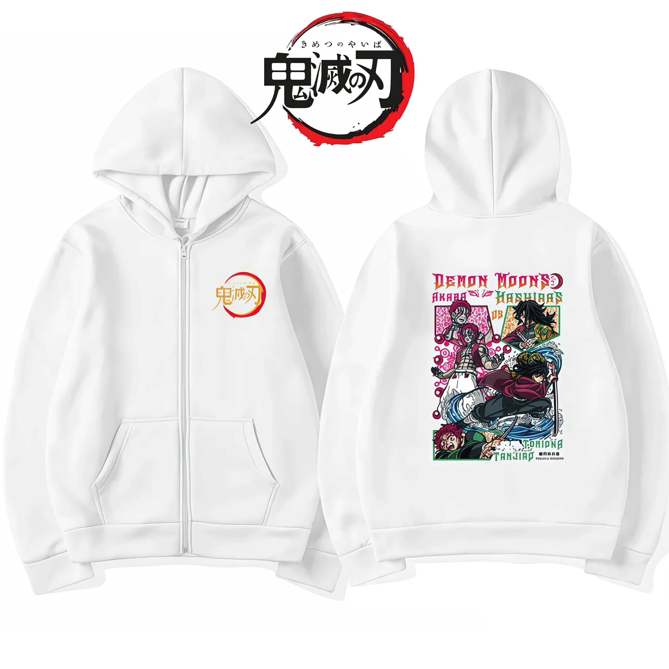 

Anime Demon Slayer Printed Zipper Hoodie Men's Clothing Casual Fashion Harajuku Hip Hop Pullover Sweatshirts Fleece Jacket Coat