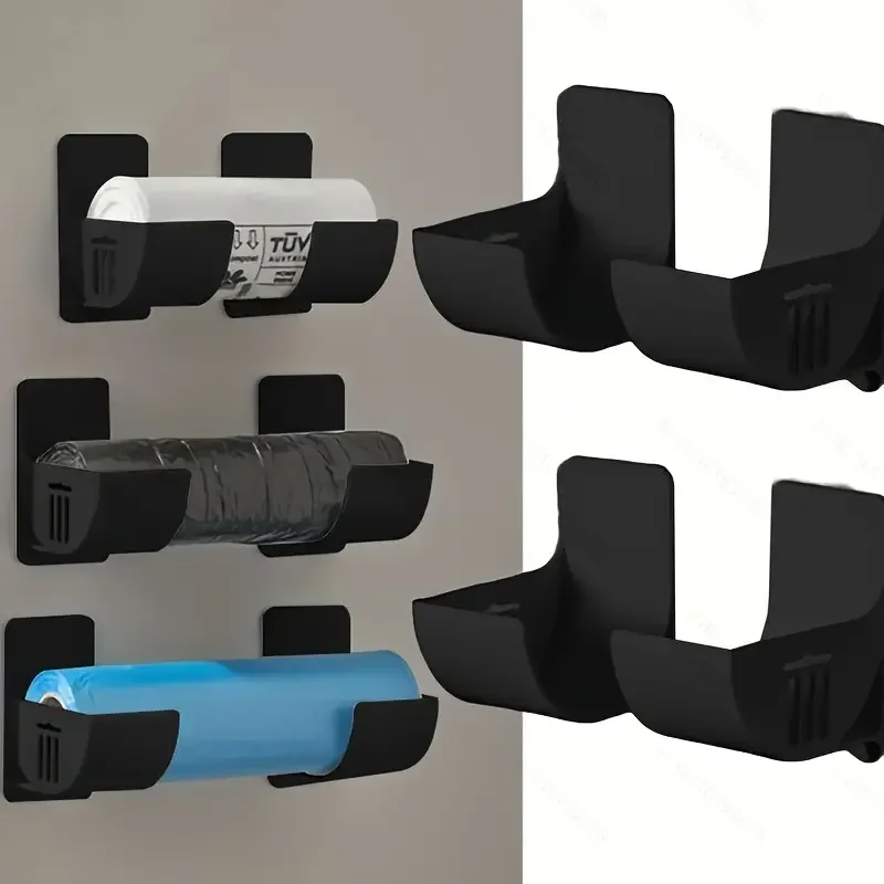 

Punch-free 4-pack Storage Rack Kitchen Plastic Wrap Garbage Bag Cabinet Storage Rack Refrigerator Side Storage Rack