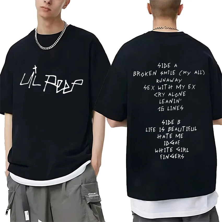 

Vintage Rapper Lil Peep print T shirt Summer classic Men Women Hip Hop streetwear Oversized short sleeve Pure Cotton Unisex Tees