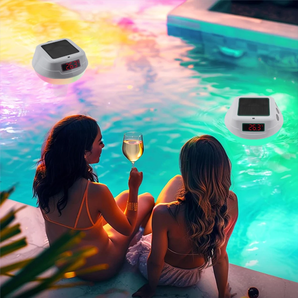 ميزان حرارة ذكي لحمام السباحة يعمل بالطاقة الشمسية مع مقياس رقمي LED 100 متر ناقل حركة لاسلكي أخضر