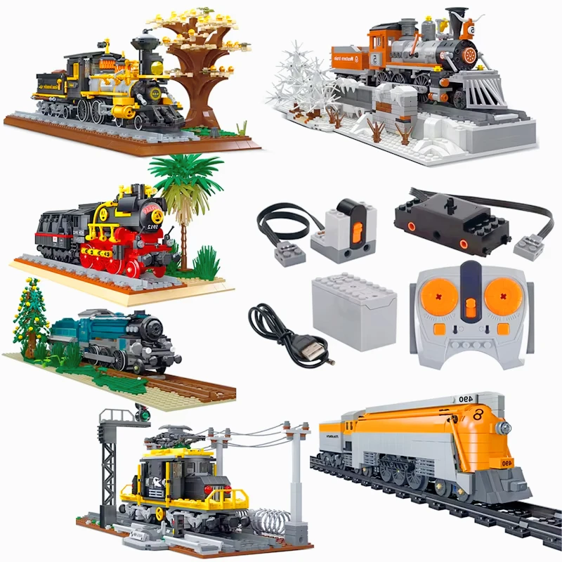 Big Rail Car/Mini Train CO 490 Retro Steam Western Train Genoa Locomotive Building Blocks Model Bricks Toys Compatible With LEGO