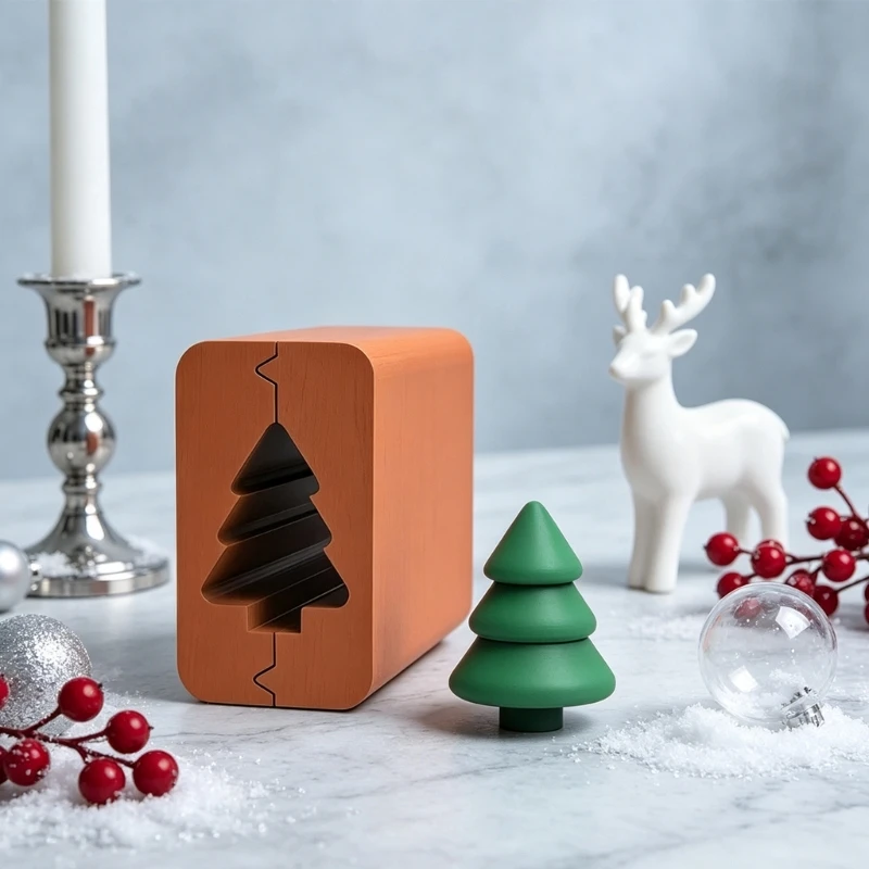 Christmas Tree Clay Mold Manual Plastic Mould Tool for Holiday DIY Crafts, Ornament Projects, Repeatable Shaping for 37JD