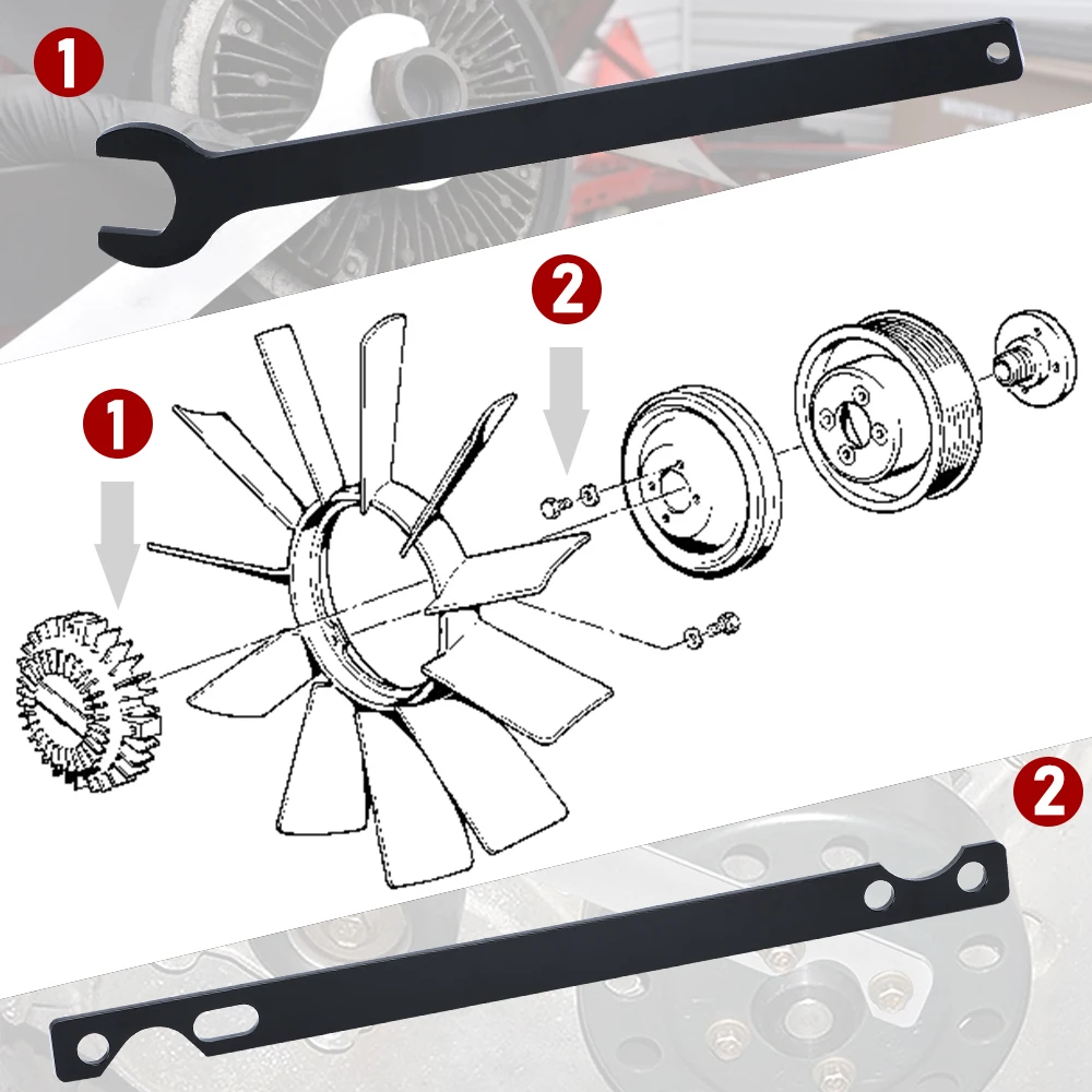 32mm Automotive Fan Clutch Nut Wrench & Water Pump Holder Tool For M20 M44 M50 M52 S38 S54 BMW BENZ Ford LZ-GJ036BK