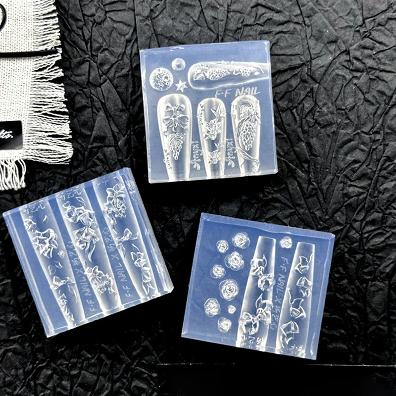 Stampo per intaglio delle unghie con fiocco in silicone 3D, farfalla, rosa, design floreale, modello trasparente, strumento per manicure per decorazione unghie fai da te
