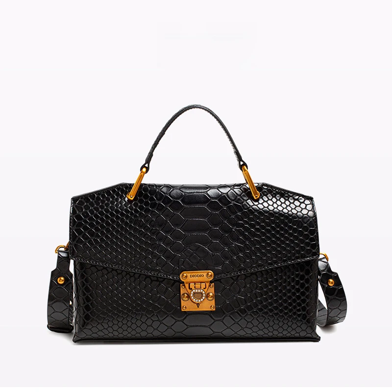 

Vintage Snake Print Women's Bag High-end Texture Light Luxury Niche Zipper Handbag Lock Crossbody Messenger Bag With Inner Bag